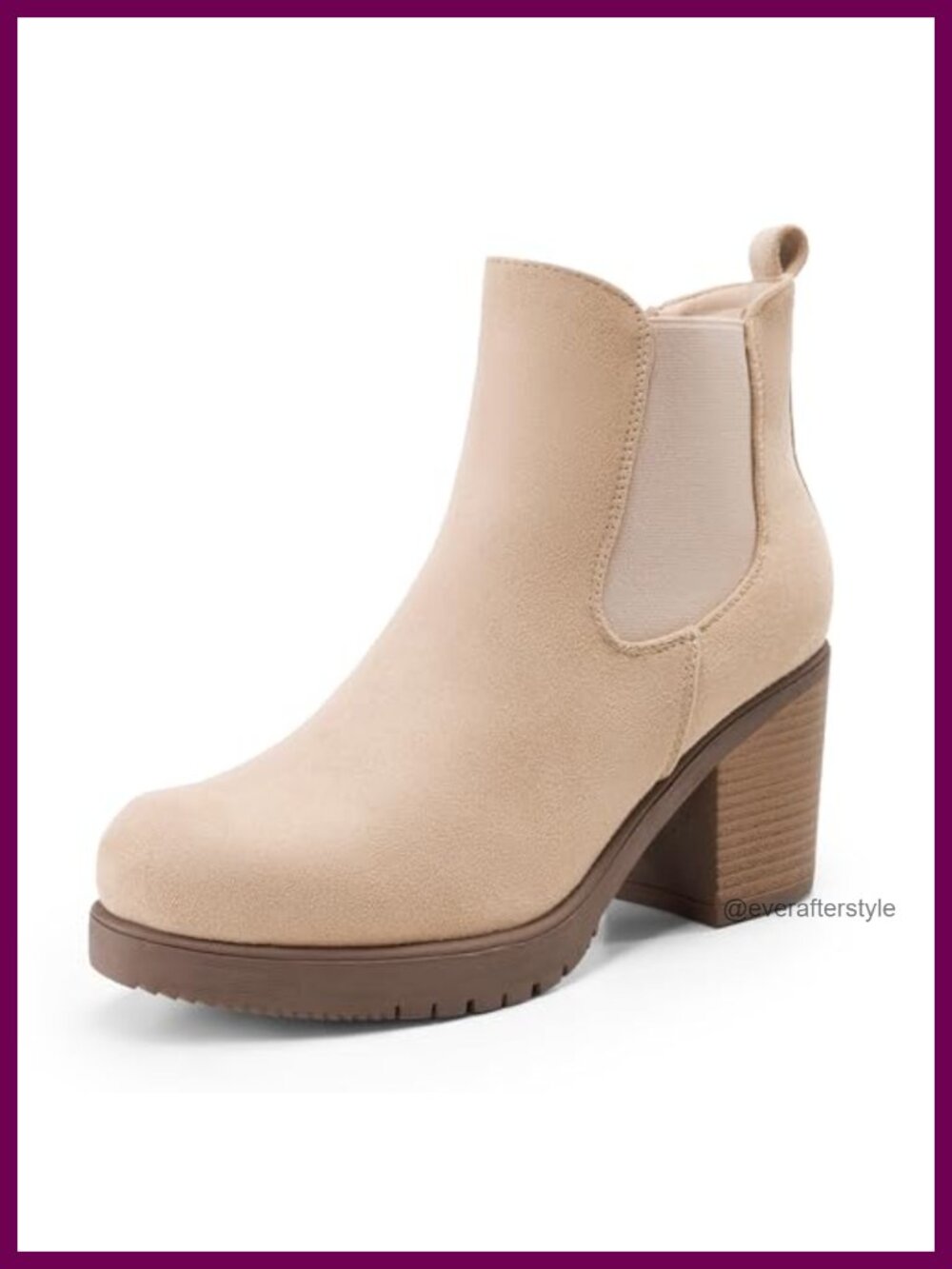 High Chunky Heel Chelsea Ankle Boots Slip On Elastic Heeled Booties Shoes